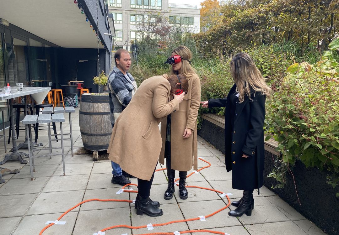 Medical-tech team at the “Reverse World” task in the courtyard of the 25hours Hotel Vienna