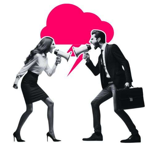 eine frau und ein mann streiten sich als symbol für einen kommunikations-workshop